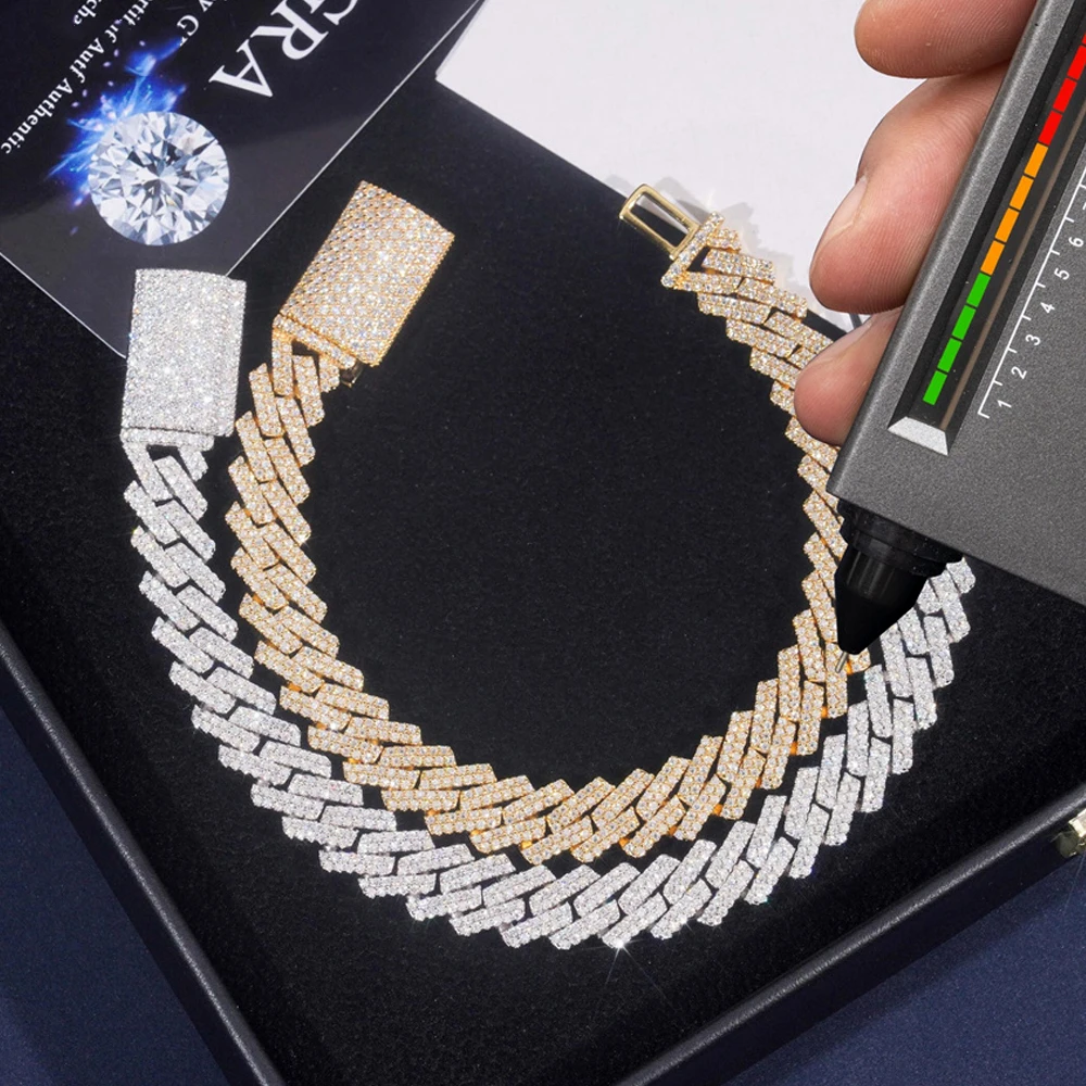 Icedminer 10mm Square VVS Moissanite Diamonds Cuban Chain Iced Out Necklaces For Men Women Brass Miami Chain Pass Tester GRA view 2