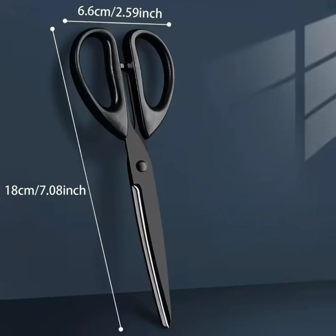 1PC Heavy Duty Black Scissors, Large All-Purpose Scissors with Comfort Grip, Durable Sharp Blades for Office, Kitchen, Crafting