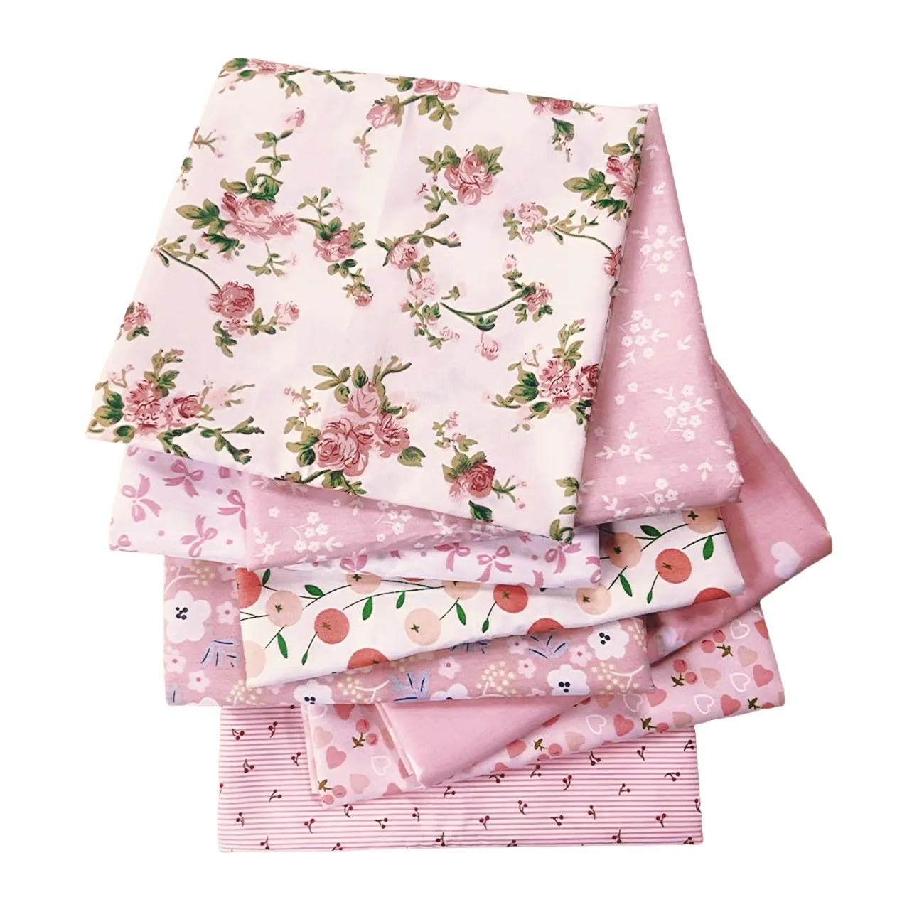 8 Stück Patchwork mit rosa Blumenmuster, hochwertiges Patchwork aus reiner Baumwolle, genähter DIY-Stoff