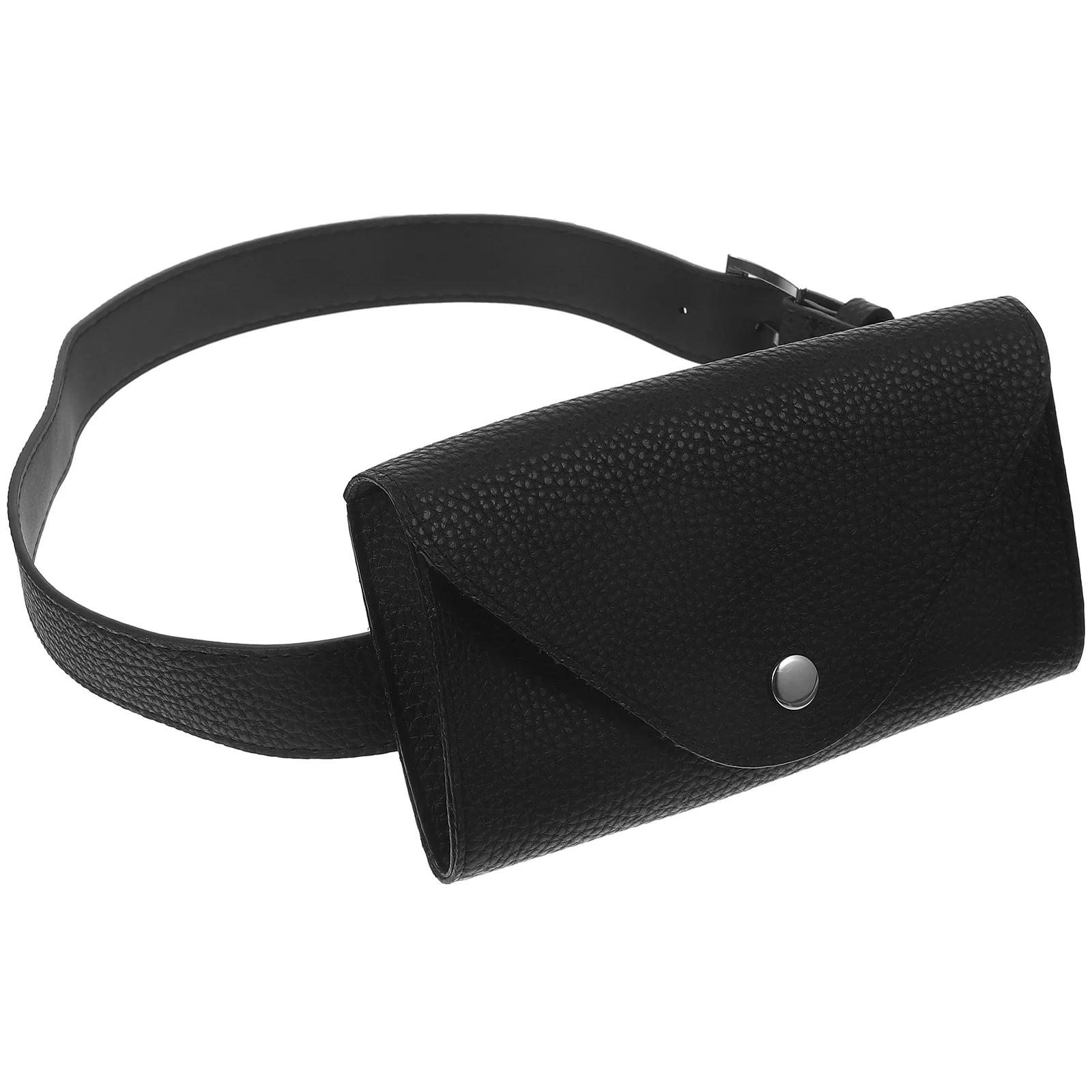 

PU Black Mini Envelope Phone Bag Waist Pack for Women Small Belt Purse Stylish Running Pouch Mobile Organizer PU Waist Pack