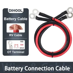 Juego de cables de inversor de batería con terminales (Stock EU/CN), Cable de cobre trenzado de 8/6/4/2AWG, Cable de conexión de energía Solar con terminales