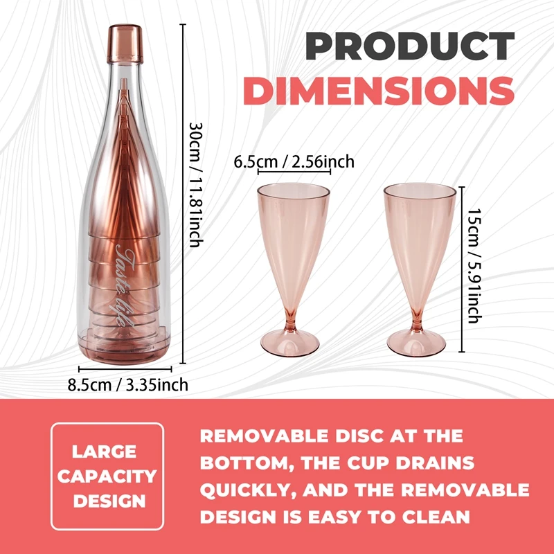 5PC Plastic Wine Glasses Bar Goblet Champagne Glass Cold Drink Juice Glass Cocktail Stemware With Storage Container