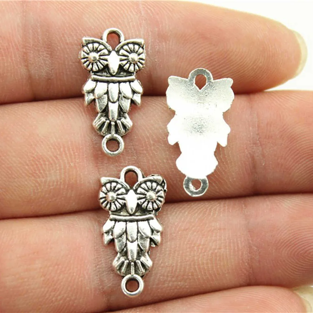 WYSIWYG 20pcs 21x11mm 2 Colors Owl Connector Charms Pendant For DIY Jewelry Making Handmade Jewelry Craft Findings