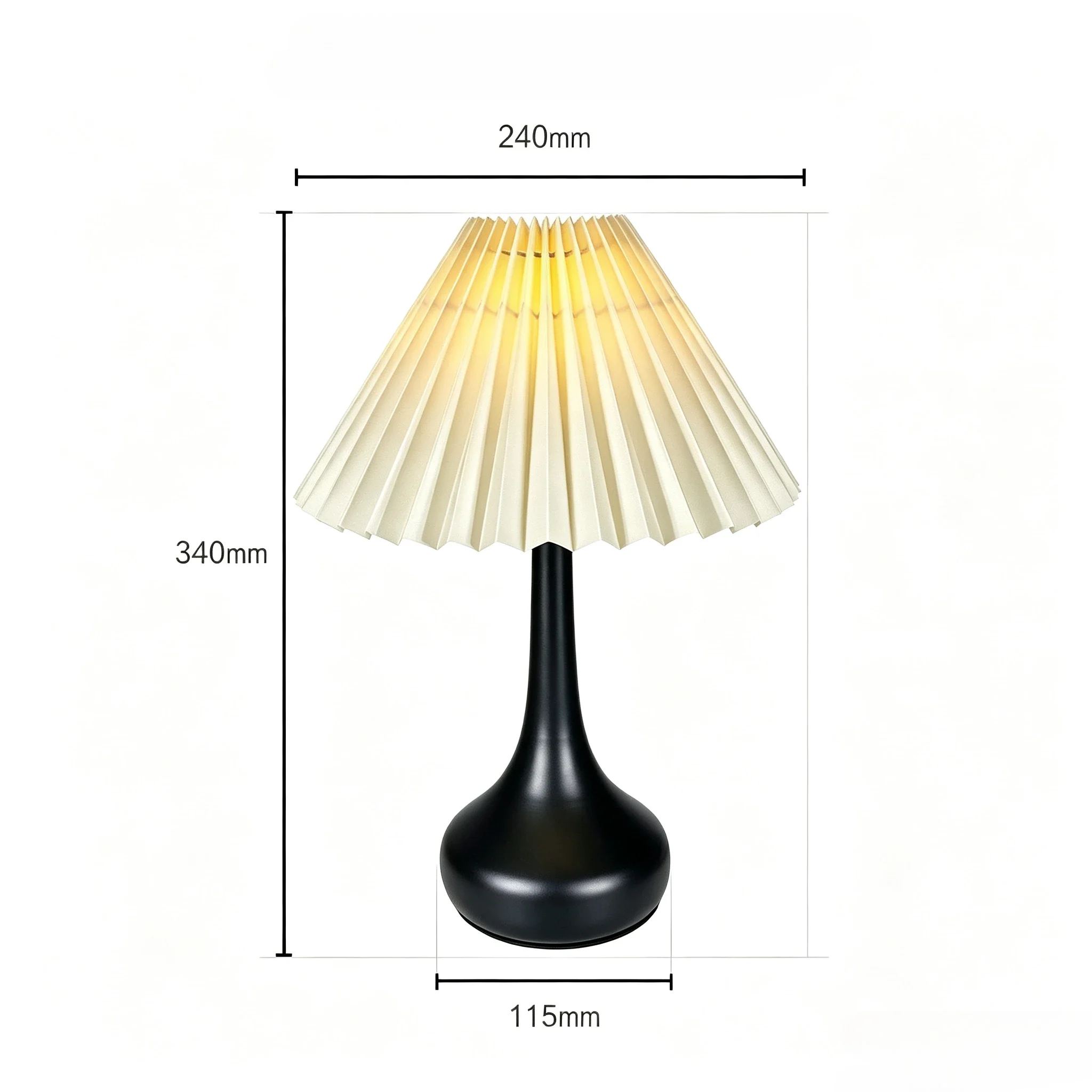 Pleated Table Lamp Night Light, 3‑Color 9‑Level Dimmable USB Atmosphere Lamp Retro Decor Lamp for Bedroom Living Room Girls Gift