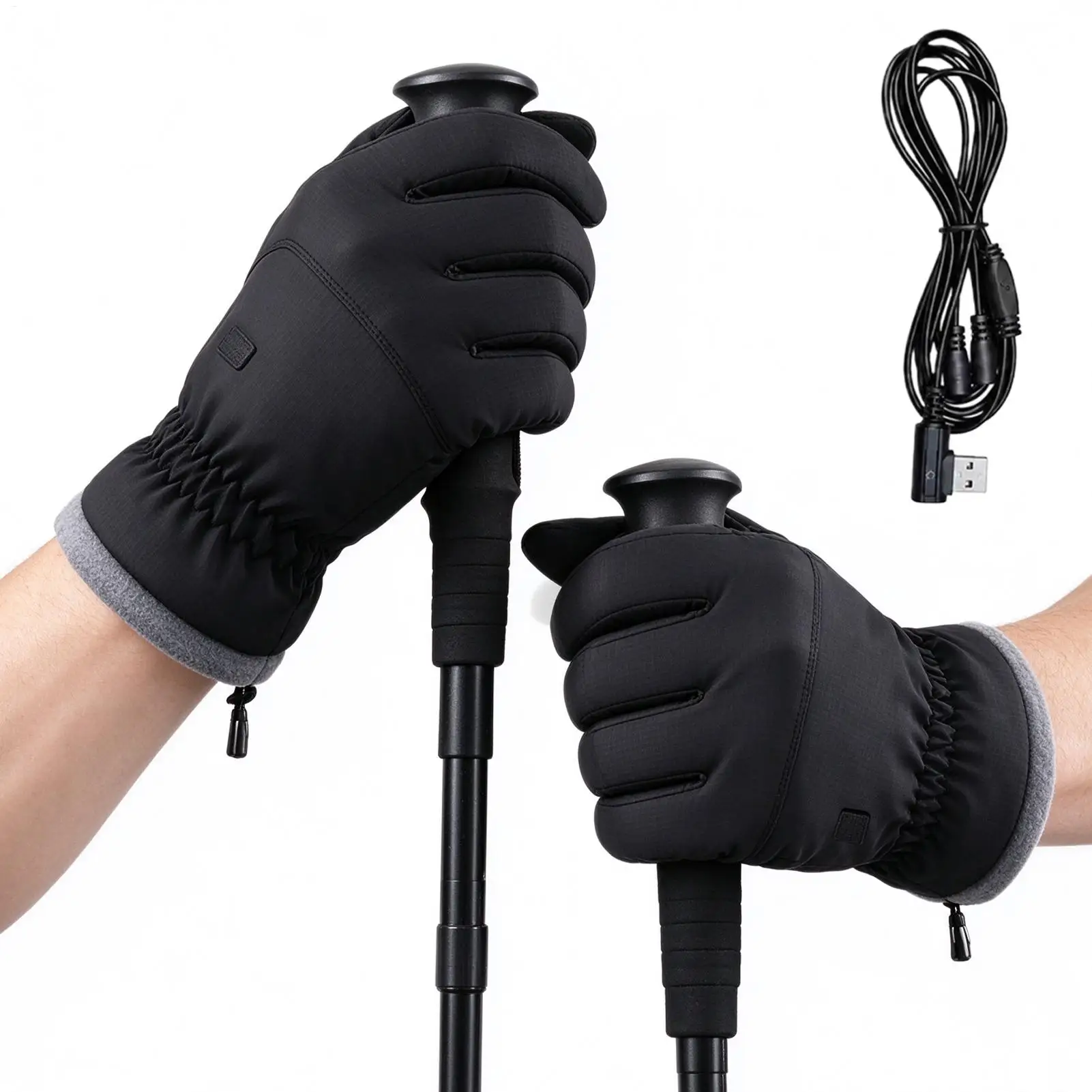 Heated Gloves For Women 3 Temp Settings Waterproof Unisex Mitts USB Charging Windproof Touchscreen Five-Finger Heated Ski Gloves