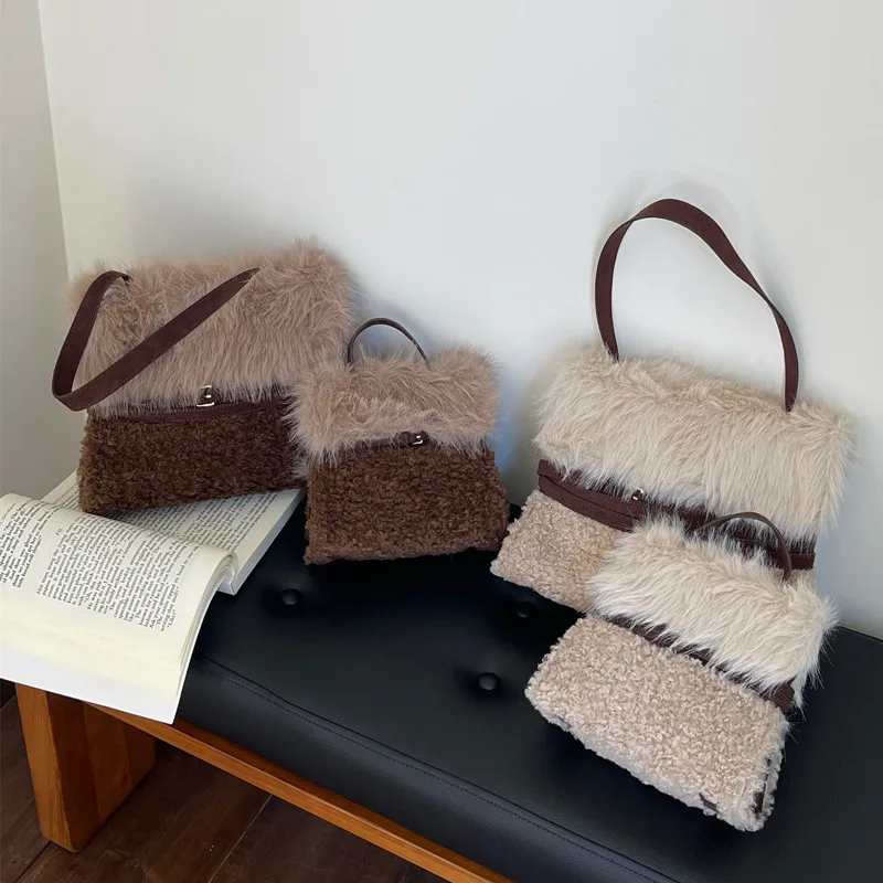 

Роскошные меховые сумки-тоут для женщин. Пушистая мягкая плюшевая сумка на плечо. 2024. Дизайнерские сумки и кошельки. Осень-зима. Ведро-шоппер. Новинка.