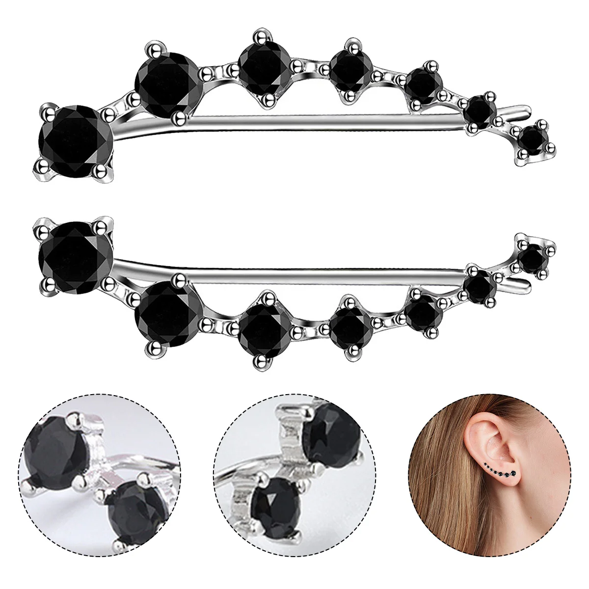 Seven-Star Zircon Ear Studs Hook Jewelry Cuff Sparkly Hooks Women Earrings Girls