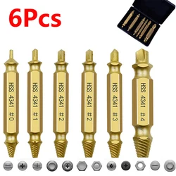 Damaged Screw Extractor Drill Bit 4/5/6 PCS Set Stripped Broken Screw Bolt Remover Extractor Easily Take Out Demolition Tools