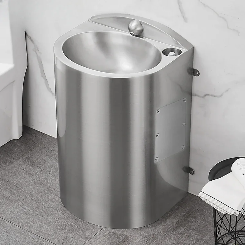 

304 stainless steel wash basin integrated with maintenance door, prison detention center press switch wash