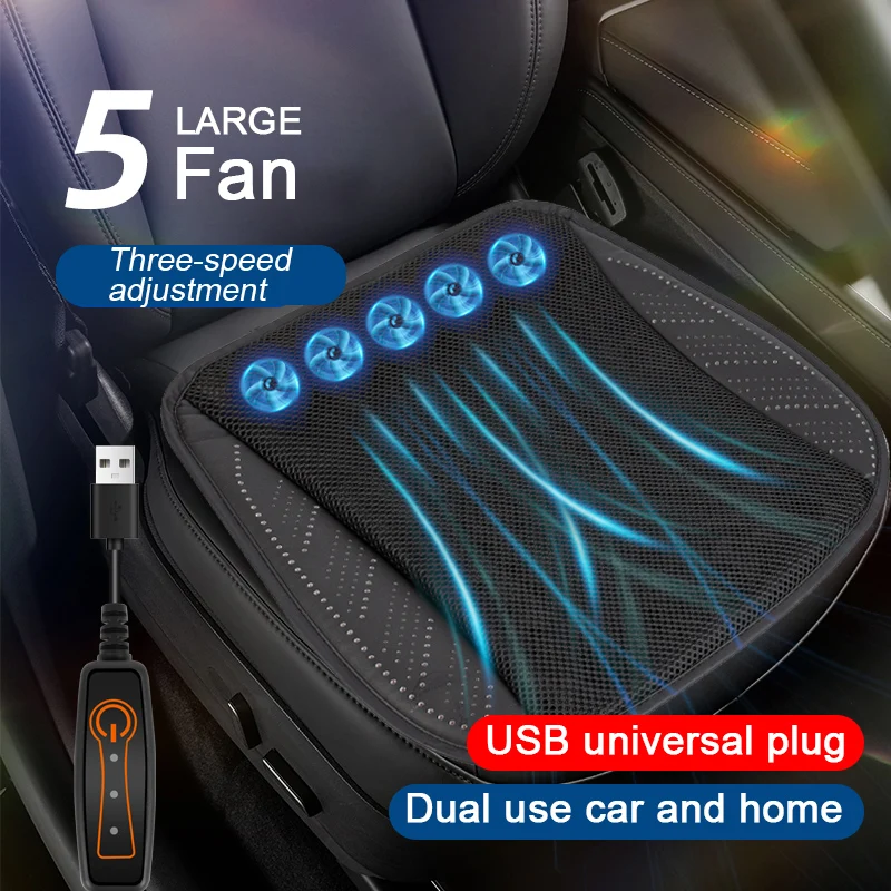 

Car Summer Cool Air Seat Cushion With USB Fan Fast Blowing Ventilation Seat Cooling Refrigerated Car Seat Universal