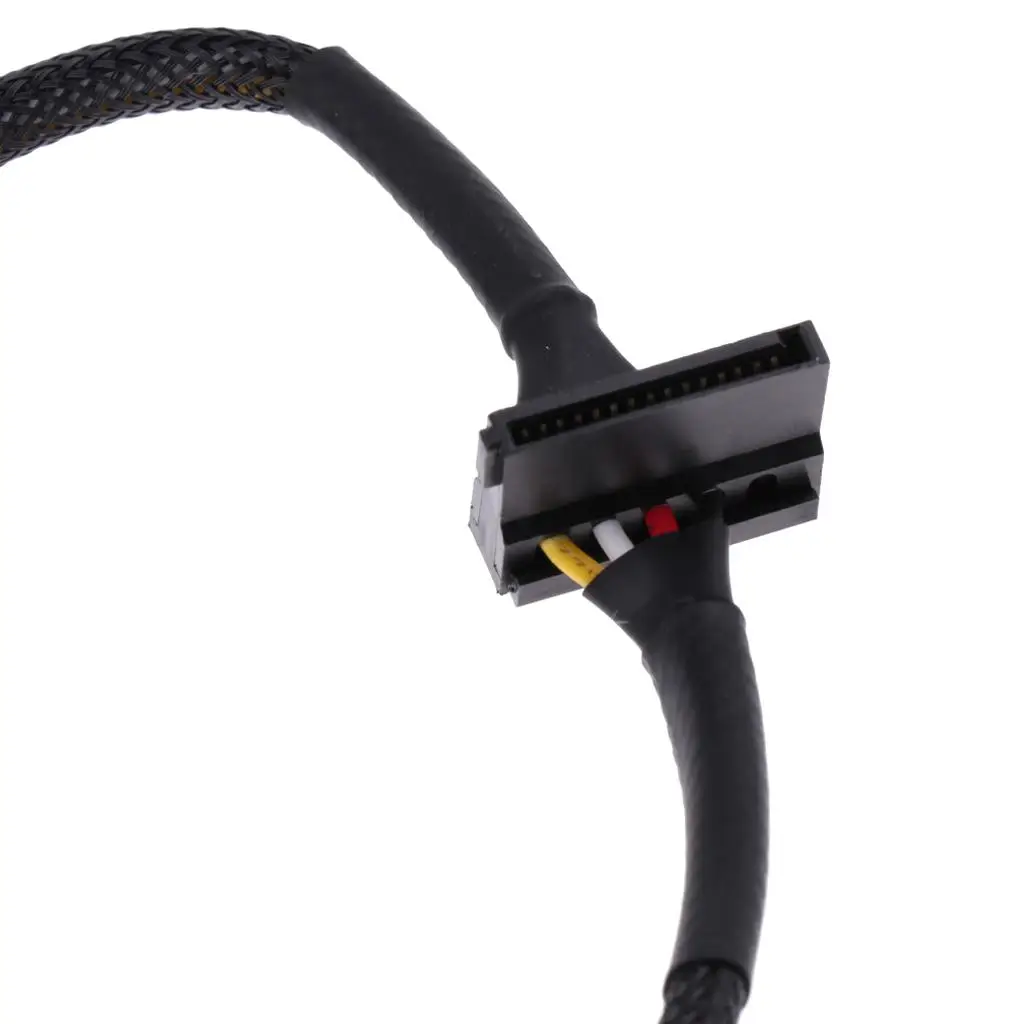 24 Inch Power Cable Net Jacket 4-pin Molex to Dual 15-pin SATA II Female Extension for System Upgrade
