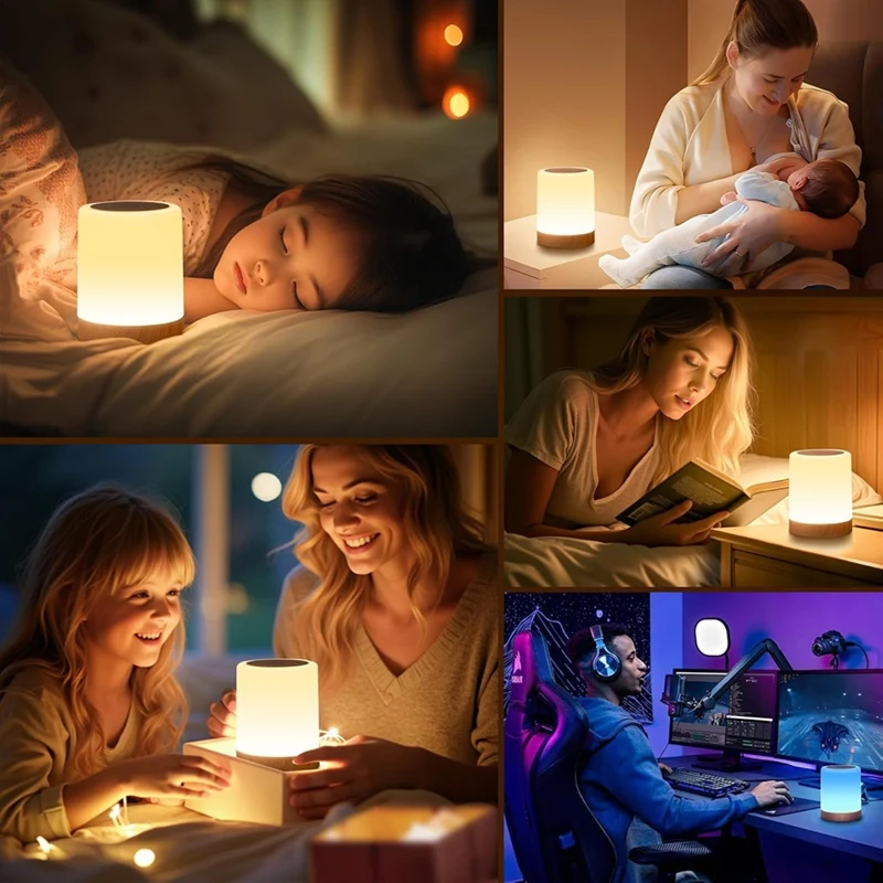 Kids Night Light For Bedroom,LED Bedside Touch Lamp With Remote Control,13Colors Changing,USB Rechargeable Portable Lamp
