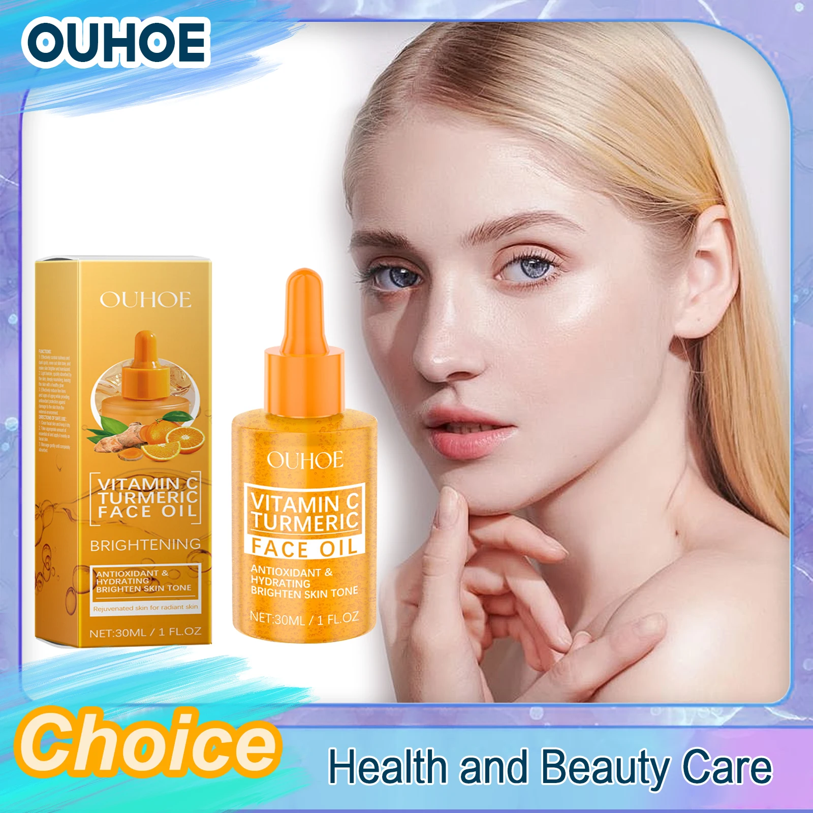 

OUHOE Turmeric Vitamin C Oil Dark Spots Removal Freckle Whitening Moisturizing Tightening Brightening Glowing Skin Care Product