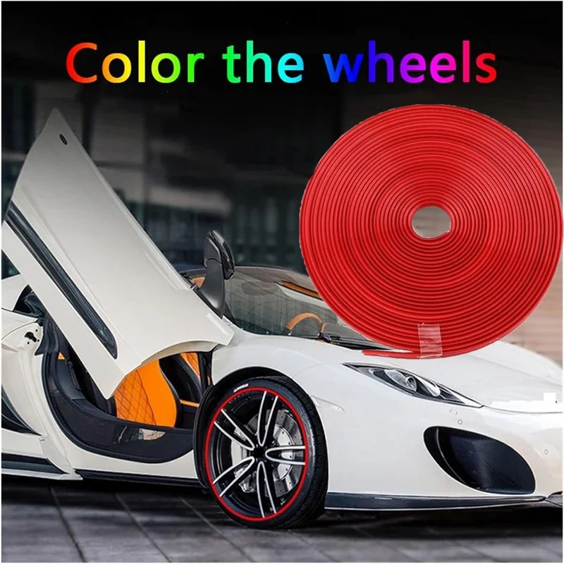 

8MCar Wheel Rim Sticker Wheel Decoration Auto Tire Rim Plated Strip Protection Decoration Car-Styling Exterior Accessories