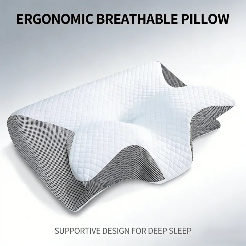 

Подушка для шеи из пены с эффектом памяти Butterfly: контурная подушка для сна, облегчающая боль в шее, с поддержкой для живота, комфортная.