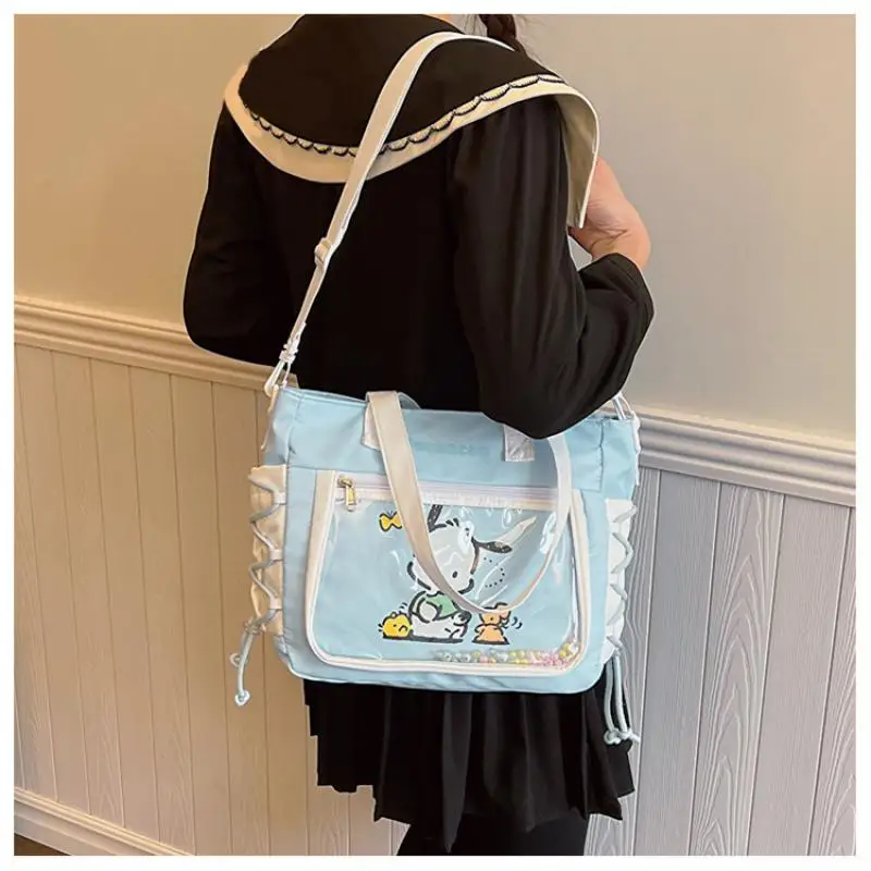 Sanrio kawaii Anime Cartoon Kuromi Mymelody Shoulder Bags Large Capacity Handbags Tuition pack toiletry bag tote bag