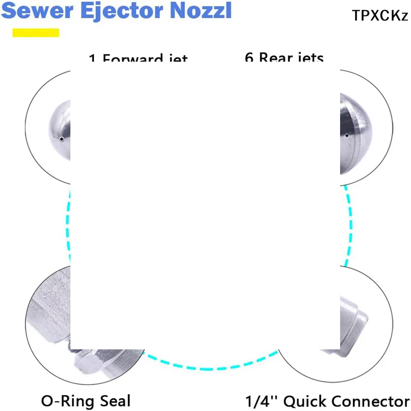 

Быстроразъемная насадка для сливного шланга из нержавеющей стали 1/4 дюйма, 1 спереди, 6, задняя износостойкость, мойка высокого давления, дренажная насадка для очистки канализации