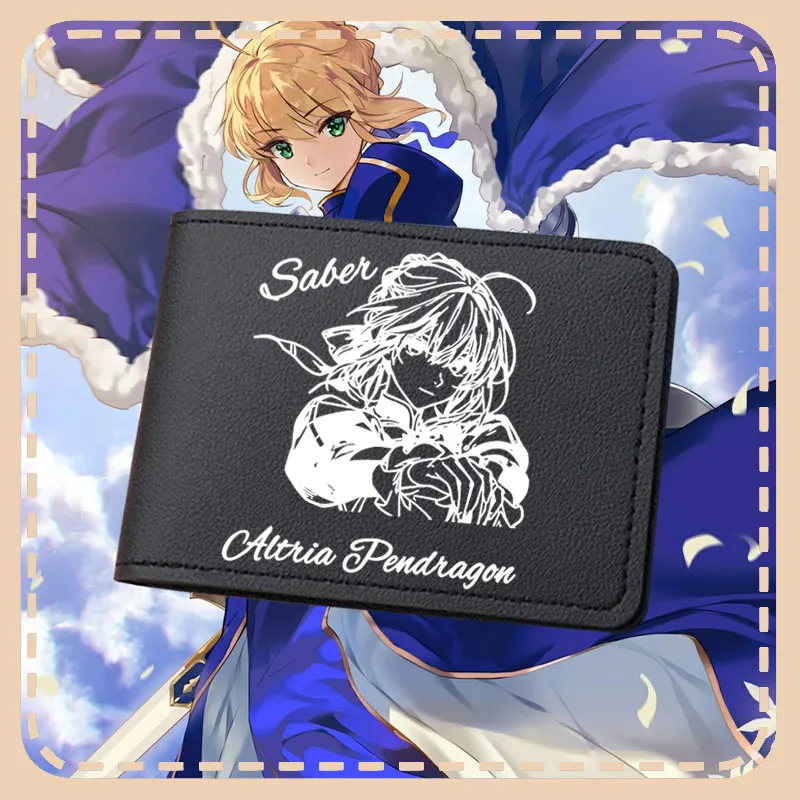 Fate Stay Night Arthurial Saber License Card Holder Driving License Wallet Cartoon Style Square Shape Unisex Daily Use