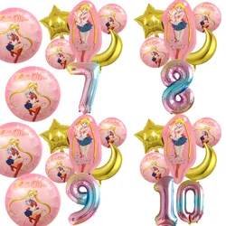 Sailor Moon Ballons Numbers Balloons Birthday Decorative Tsukino Usag Balloon Baby Shower Party Decoration Photographic Props