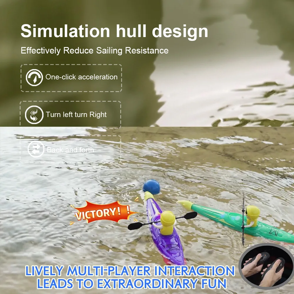 RC قارب كاياك 2.4Ghz مجداف التحكم عن بعد التجديف 360 القيادة وسائط مزدوجة مقاوم للماء السفينة الصيف لعبة للهواء الطلق للبنين أطفال هدية