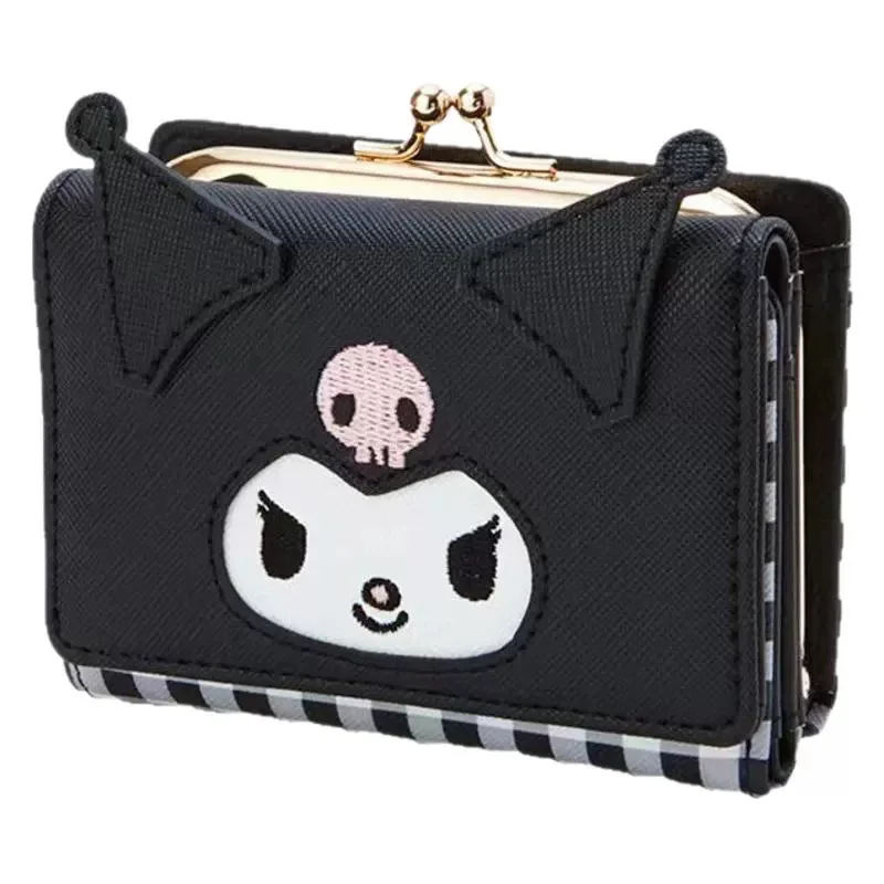 Sanrio Hello Kitty bolso Kawaii Canela My Melody Kuromi Casual moda PU Cartera de cuero lindo plegable tarjetero bolsas regalos de cumpleaños
