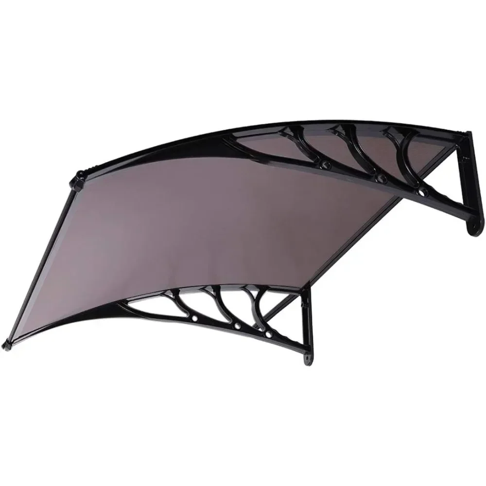 Polycarbonate Window Door Awning Canopy Brown with Black Bracket 40 Inch x 40 Inch