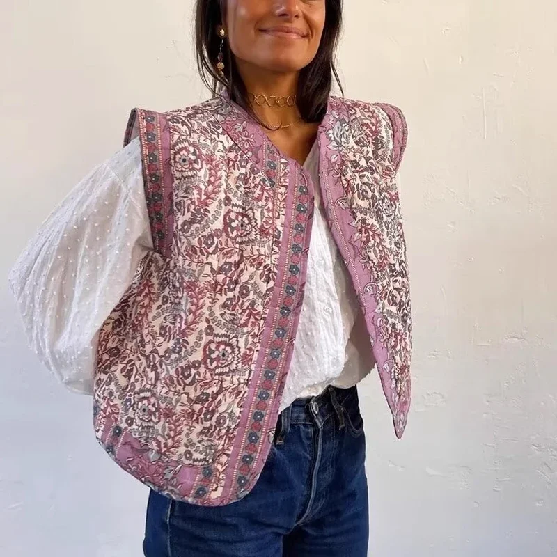 

Женский винтажный жилет с принтом, элегантный укороченный жилет без рукавов с V-образным вырезом, летняя женская одежда, пригородные топы