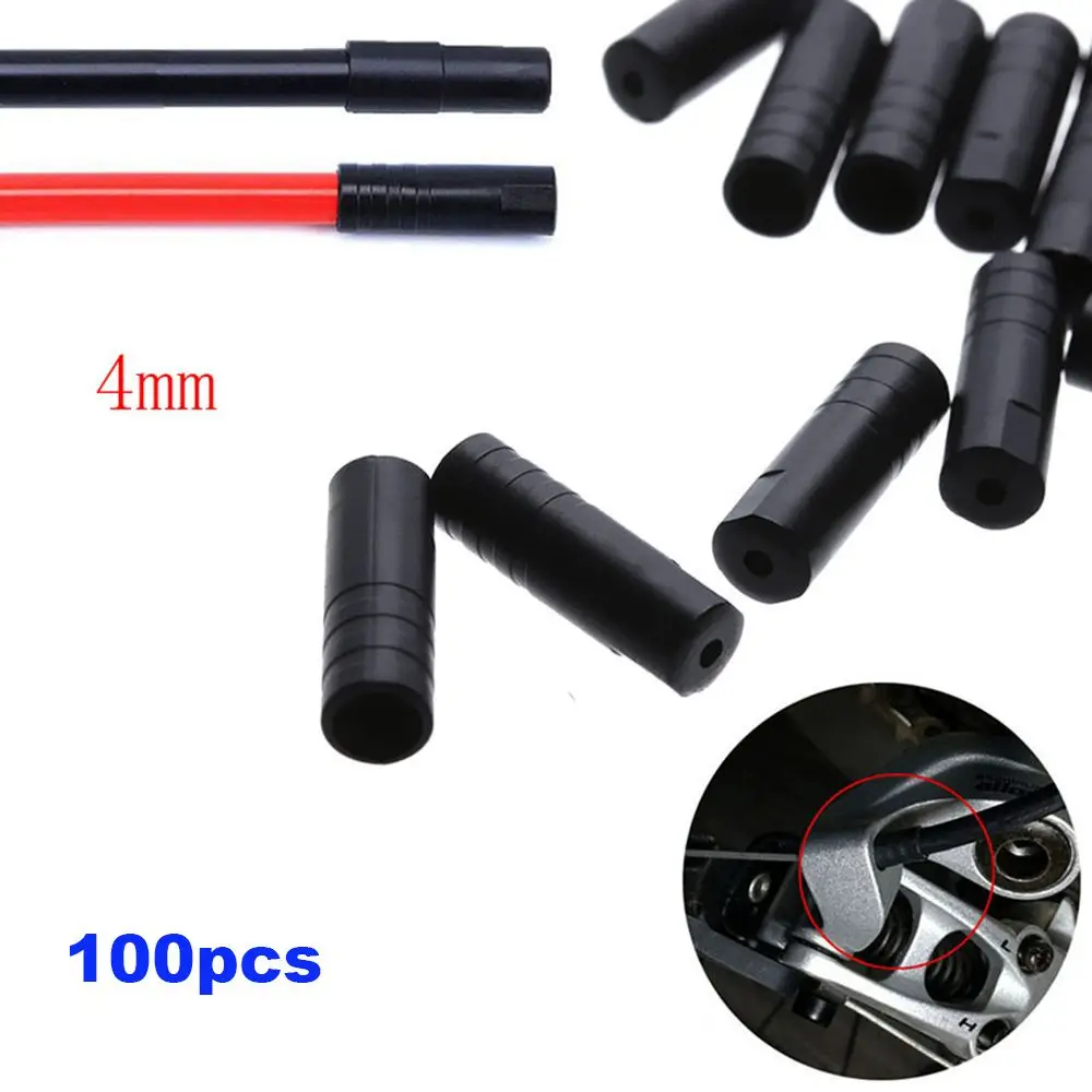 100 Pcs Black Riding Parts Cycling Accessories Bicycle Derailleur Brake Line Cap Shifter Line Cap Cord End Covers Cable Caps