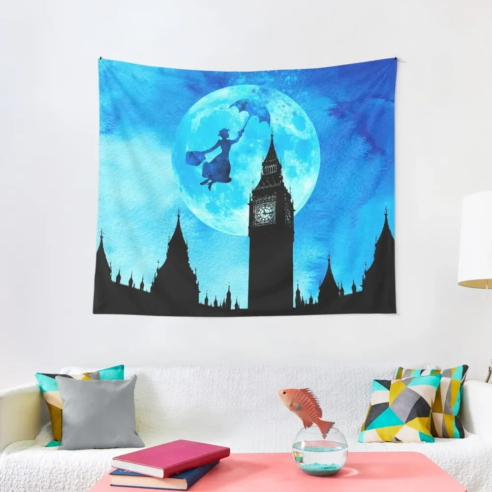 

Magical Watercolor Night - Mary Poppins Tapestry Wall Mural House Decoration Decor Home Tapestry