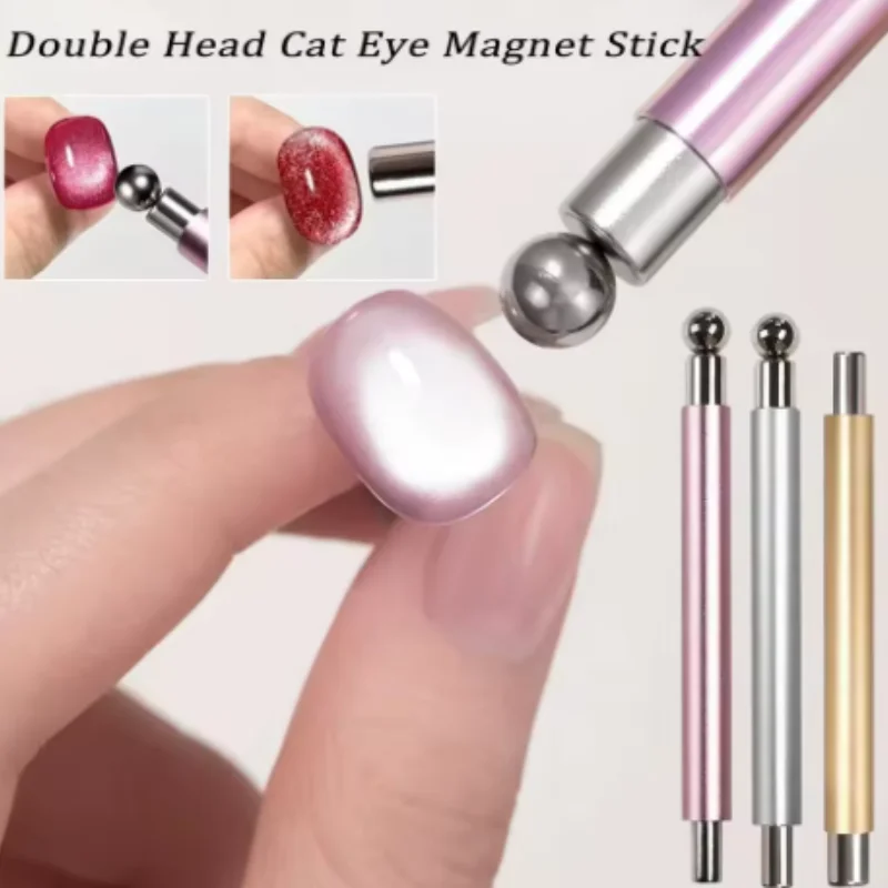 Nail Art Nail Magnetic Stick Cat Eye Magnetic Ball Aluminum Handle Cylindrical UV Gel Magnet Tools Double End Nail Design Tools