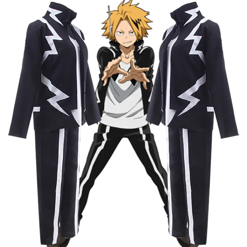 My Hero Academia Cos Kaminari Denki Cosplay Costume Anime Mens Everyday Uniforms Halloween Clothes Wig