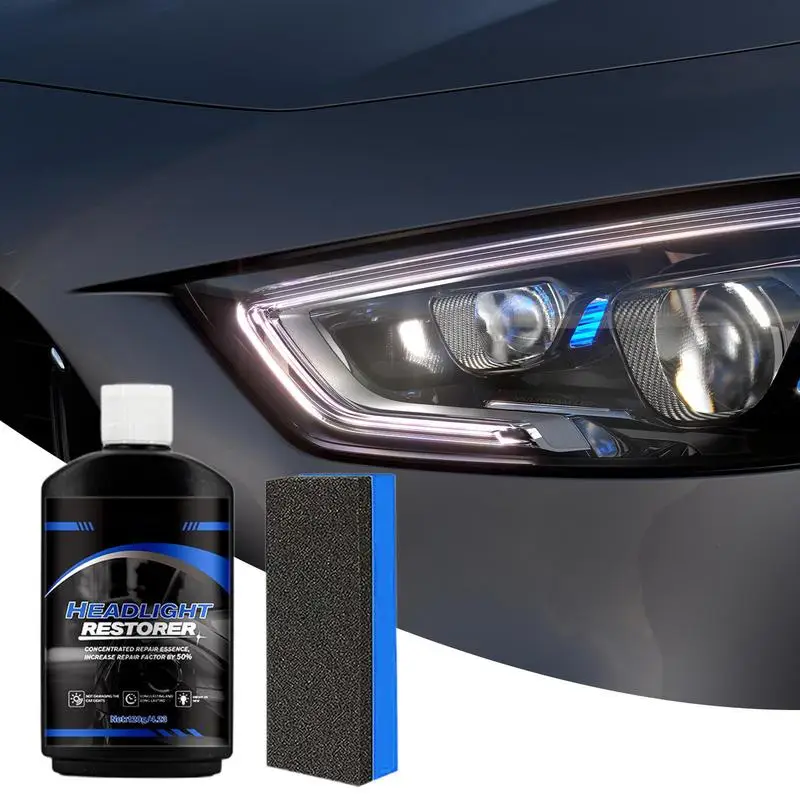 Koplamppolish Instant Vernieuwing 120G Koplamp Restaurateur Reiniger Met Spons Koplamp Reparatie Polish Cleaner Brengt Koplampen