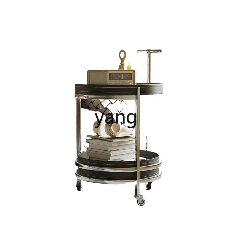 

LTT round trolley side few saddle leather sofa corner living room stainless steel small coffee table