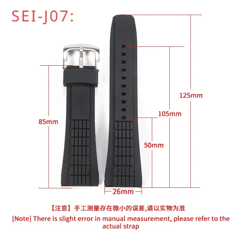 26mm Rubber Waterproof Silicone Replace Anti-Allergy Watchband Men's Pin Buckle for Seiko Velatura SRH Spc007 Accessories