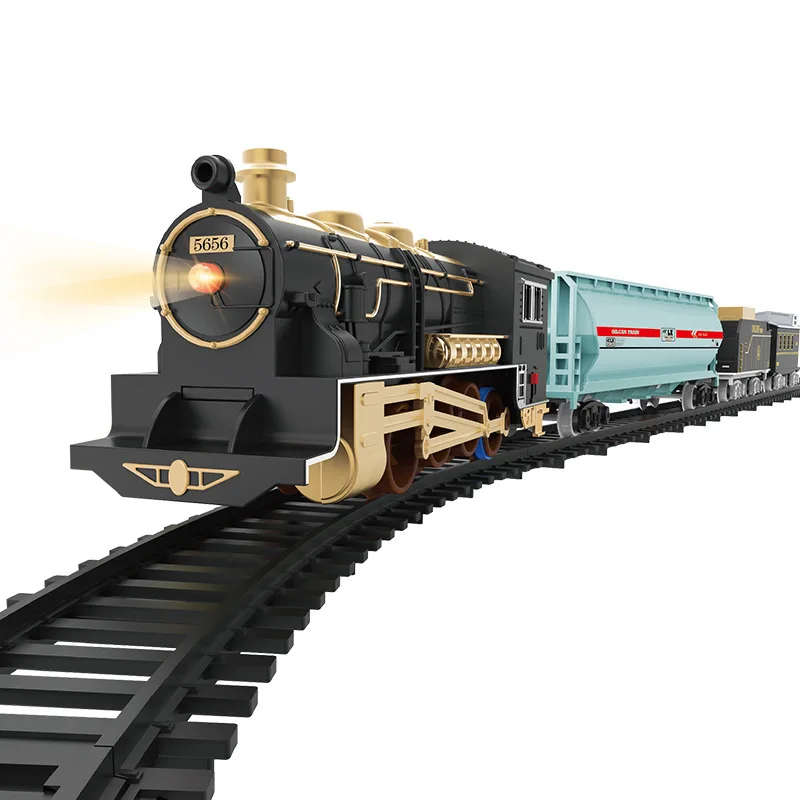 Classic Train Railway Set Children Electric High-speed Rail Track Trains LED Lights Music Sound Model Toys Gift for Kids