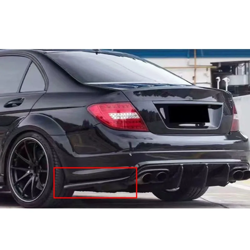 لمرسيدس بنز C الفئة W204 C300 C63 2007-2014 المصد الخلفي الناشر الشفاه الخلفي الشفة المفسد اكسسوارات ألياف الكربون الجسم أطقم #2