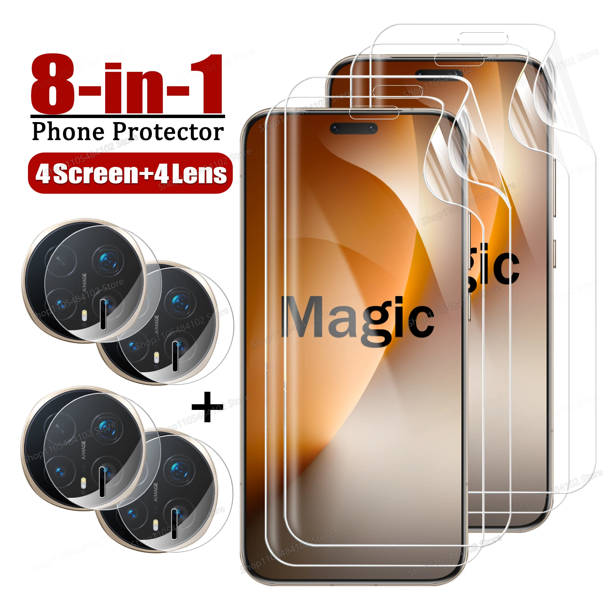 8-IN-1 Slim Hydrogel Film For Honor Magic 8 7 6 5 Pro Lite Screen Protector For Honor Magic 8 Pro Air Soft Lens Protective Film