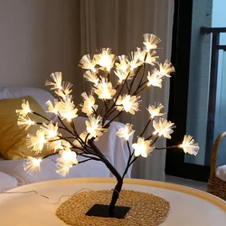 24 LED Table Lamp USB Power Fairy Flower Tree Night Light Bedroom Bedside Living Room Desktop Decoration Desk Lamp Night Lights