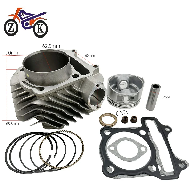 62.5mm GY6-B 170CC Motorcycle Cylinder Piston Pin Ring Set For 1P63QML ATV180 Quad 4-Stroke 180CC 200CC ATV Engine Replacement