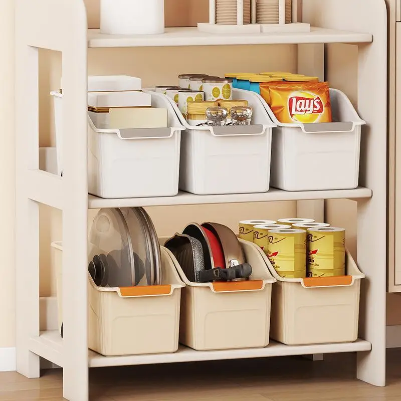 ~Plastic Storage Bins With Wheels And Comfort Handles Large Capacity Perfect For Kitchen Pantry Cabinet Organization