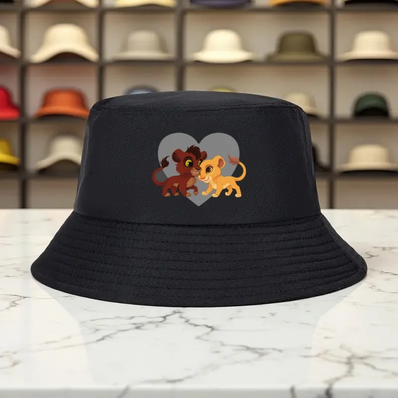Sombrero de pescador unisex - Estampado de Kovu y Kiara con un patrón alegre, adecuado para actividades al aire libre, pesca, senderismo, estilo urbano