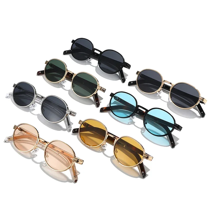 JNPCXI Neue Modische Ovale Metall-Sonnenbrille für Damen, UV400 Retro Blaue Leoparden-Punk-Sonnenbrille für Herren – Detail 4