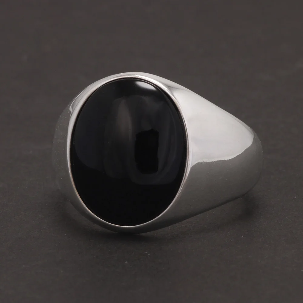 S925 Sterling Silver Natural Stone Rings for Men Red Black Color Agate Turkish Handmade Jewelry Luxury Ring Smooth Simple Design