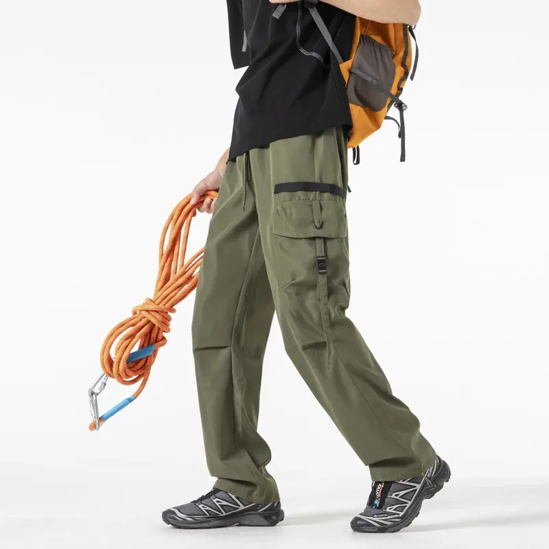 Pantalons de travail américains pour hommes, nouvelle marque tendance, pantalons de parachutiste amples à jambes droites, pantalons longs décontractés à jambes larges, été 2025