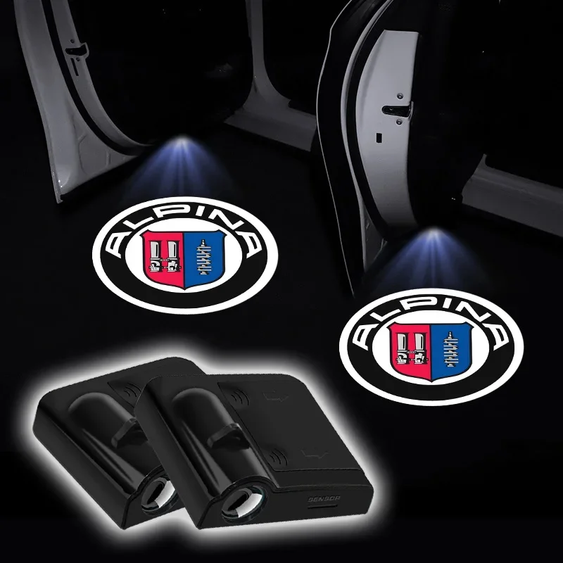 New 1/2pcs LED Car Door Welcome Light Car Logo Projector Lights For ALPINA E46 E90 E60 F10 F20 F30 E46 E39 E38 E90 E60 Z3 Z4 X3
