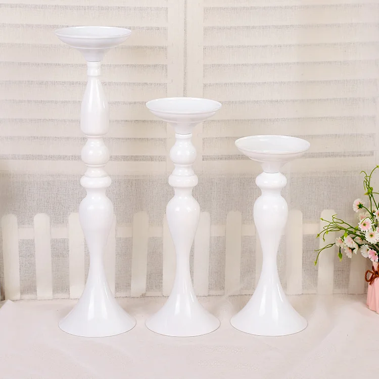 New White Gold Silver Candle Metal Candlestick Flower Stand Vase Table Centerpiece Event Rack Road Lead Wedding DIY Party Decora