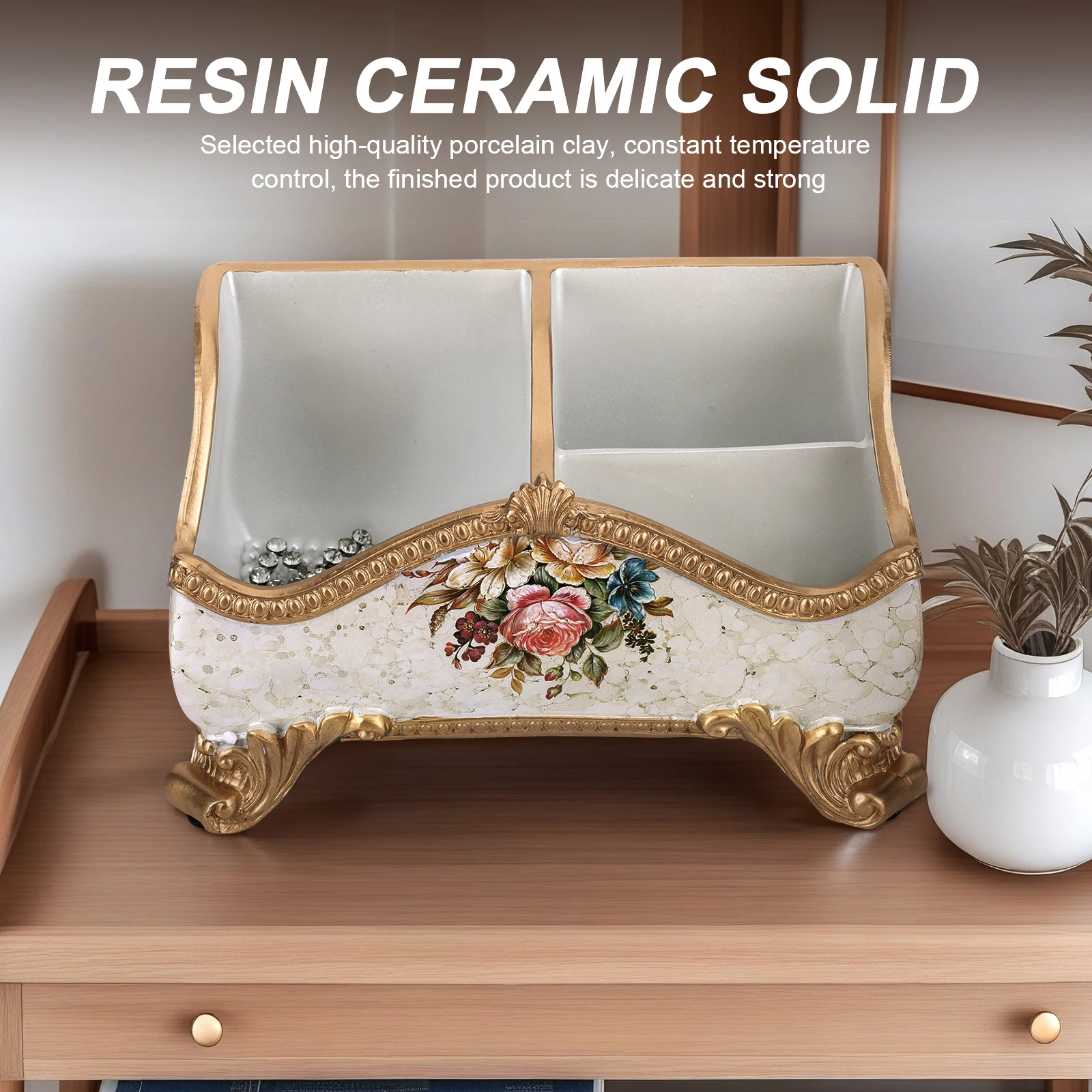 

European-Style Storage Box Retro Jewelry Storage Holder Rust-Resistant Never-Fading Organizer Box For Home Living Room Decor