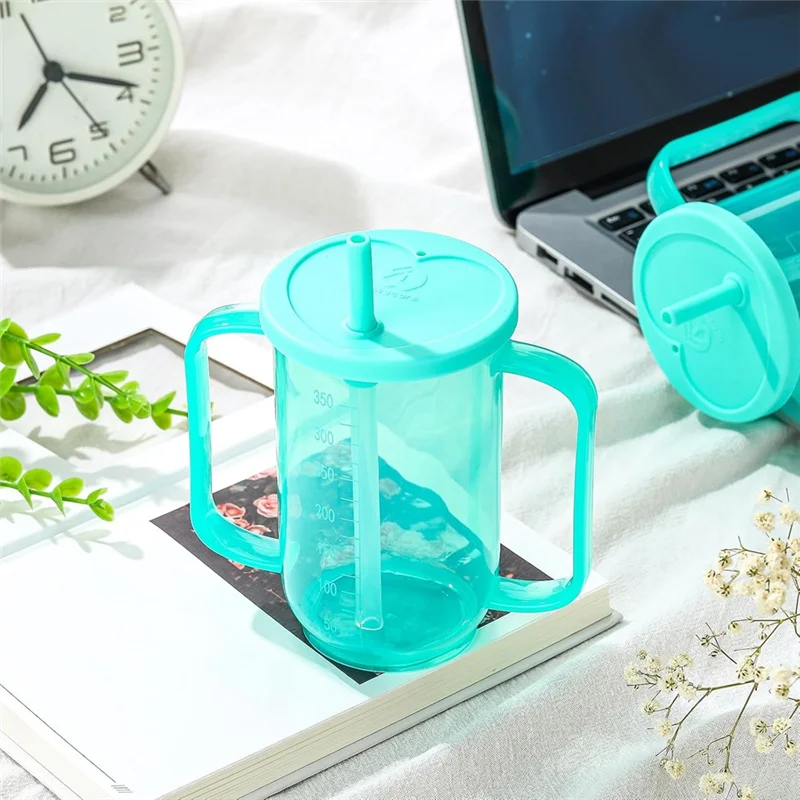 

RALCA-12 Oz Plastic Sippy Cups 3 Pcs , Spill Proof Design For Adults For Elderly Disabled Dysphagia Patients Use