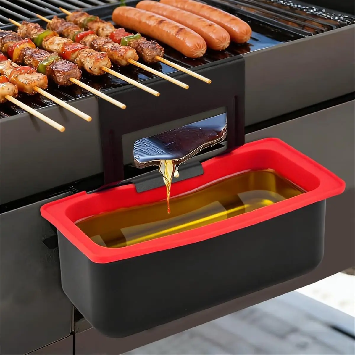 Grease Trap for Black Stone Griddle, Includes Silicone Liner Drip Pan for Models 17, 22, 28, 30, 36 Inches