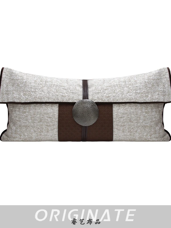 

Modern Chinese Sle Long Rectangular Simple Waist Pillow Sofa Decorative Cuion Sample Room Decoration Pillow in Beige